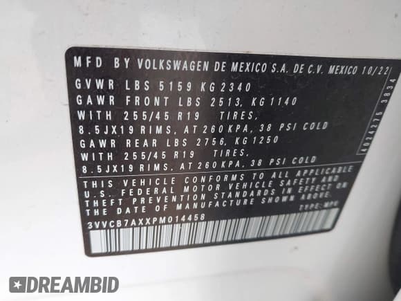 ✅ 2023 Volkswagen Tiguan SE R-Line Black • VIN: 3VVCB7AXXPM014458 • Lot: 43084168. Wystawiony na IAAI z przebiegiem 26 374 mil. Bezpłatny archiwum sprzedaży aukcyjnych z USA i szczegółowy raport historii pojazdu na DreamBid. Zdjęcie 9.