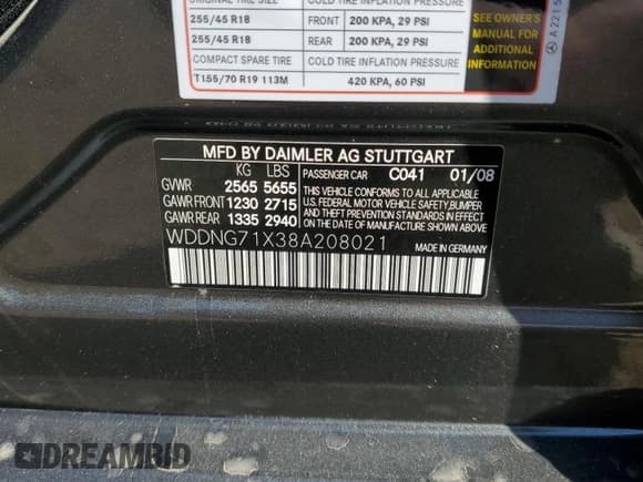 ✅ 2008 Mercedes-Benz S 550 • VIN: WDDNG71X38A208021 • Лот: 84865515. Опубликован ранее на Copart с пробегом 105 204 миль. Бесплатный доступ к архиву аукционных продаж из США и подробный отчёт об истории автомобиля на DreamBid. Изображение 12.