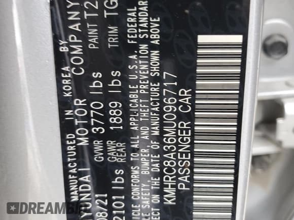 ✅ 2021 Hyundai Venue SEL • VIN: KMHRC8A36MU096717 • Лот: 51890314. Опубликован ранее на Copart с пробегом 47 201 миль. Бесплатный доступ к архиву аукционных продаж из США и подробный отчёт об истории автомобиля на DreamBid. Изображение 12.