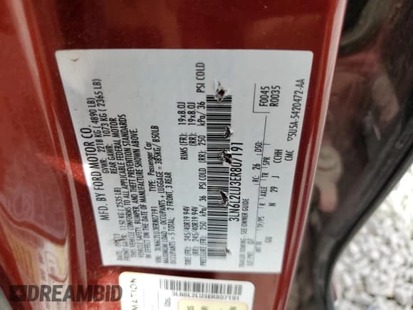 ✅ 2014 Lincoln MKZ Hybrid • VIN: 3LN6L2LU3ER807191 • Lot: 70746444. Listed on Copart with 183,139 mi. Free auction sales archive from the USA and detailed vehicle history report at DreamBid. Image 12.