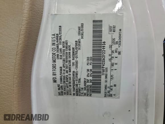 ✅ 2002 Ford Mustang GT Deluxe • VIN: 1FAFP42X62F224936 • Lot: 94079535. Listed on Copart with 245,735 mi. Free auction sales archive from the USA and detailed vehicle history report at DreamBid. Image 12.