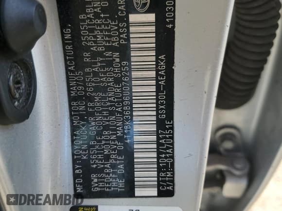 ✅ 2006 Toyota Avalon Limited • VIN: 4T1BK36B96U076259 • Lot: 93479125. Listed on Copart with 340,478 mi. Free auction sales archive from the USA and detailed vehicle history report at DreamBid. Image 12.