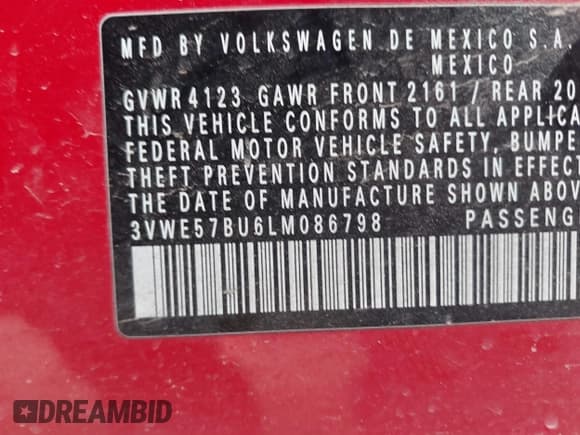 ✅ 2020 Volkswagen Jetta SEL • VIN: 3VWE57BU6LM086798 • Lot: 41603698. Listed on IAAI with 58,960 mi. Free auction sales archive from the USA and detailed vehicle history report at DreamBid. Image 9.