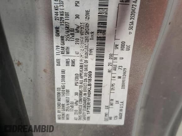 ✅ 2019 Ford Ranger XL • VIN: 1FTER1FH0KLB18369 • Lot: 82729685. Listed on Copart with 39,392 mi. Free auction sales archive from the USA and detailed vehicle history report at DreamBid. Image 12.