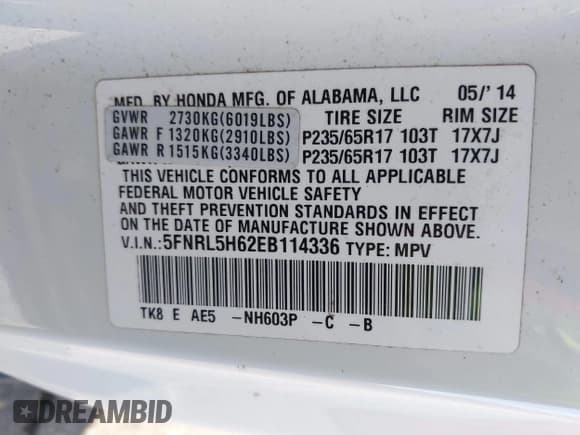 ✅ 2014 Honda Odyssey EX-L • VIN: 5FNRL5H62EB114336 • Lot: 43280669. Wystawiony na IAAI z przebiegiem 101 271 mil. Bezpłatny archiwum sprzedaży aukcyjnych z USA i szczegółowy raport historii pojazdu na DreamBid. Zdjęcie 9.