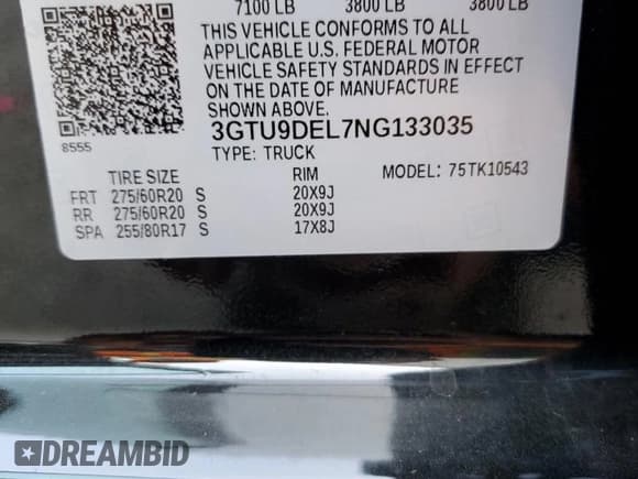 ✅ 2022 GMC Sierra 1500 SLT • VIN: 3GTU9DEL7NG133035 • Лот: 65930164. Опубликован ранее на Copart с пробегом 18 322 миль. Бесплатный доступ к архиву аукционных продаж из США и подробный отчёт об истории автомобиля на DreamBid. Изображение 12.