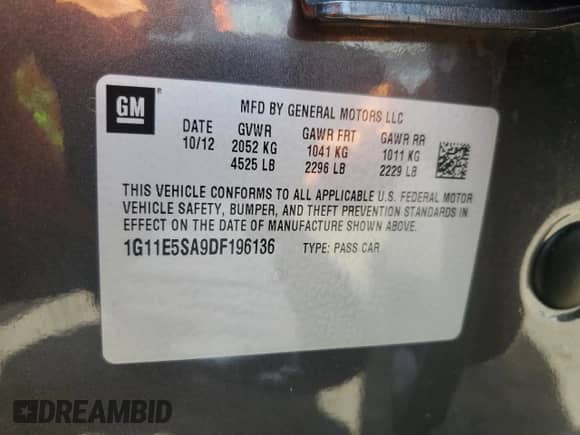 2013 Chevrolet Malibu LT z VIN 1G11E5SA9DF196136, wystawiony jako Copart lot #66199694 z przebiegiem 99 463 mil mil oraz Szkoda całkowita • Salvage title. Historia ofert i sprzedaży dostępna na DreamBid. Obrazek 15.