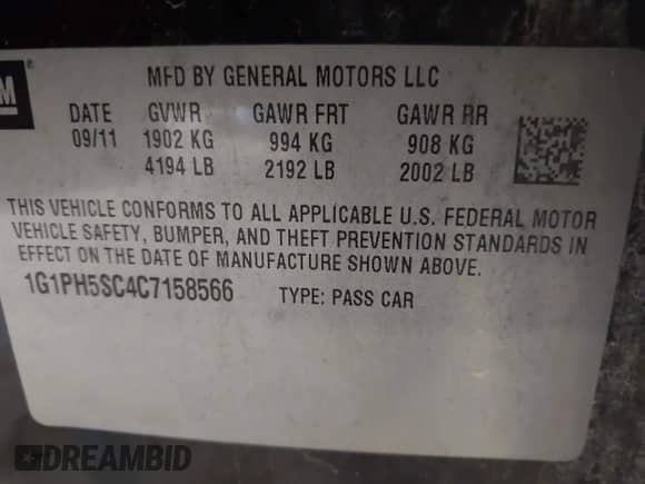 2012 Chevrolet Cruze LTZ с VIN 1G1PH5SC4C7158566, выставлен на аукционе IAAI как лот 43390104 с пробегом 146 750 миль миль и . История ставок и продаж доступна на DreamBid. Изображение 9.