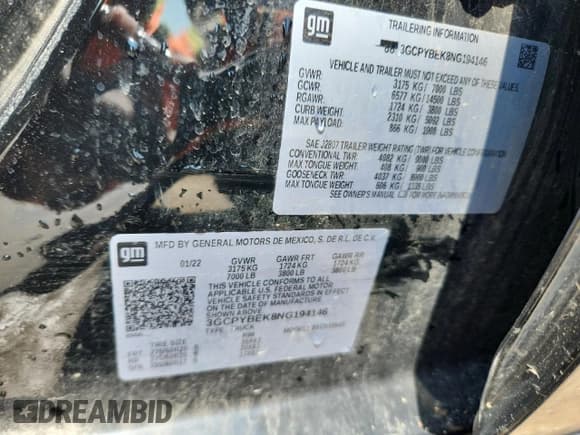 ✅ 2022 Chevrolet Silverado 1500 Custom • VIN: 3GCPYBEK8NG194146 • Lot: 64076555. Wystawiony na Copart z przebiegiem 61 096 mil. Bezpłatny archiwum sprzedaży aukcyjnych z USA i szczegółowy raport historii pojazdu na DreamBid. Zdjęcie 13.