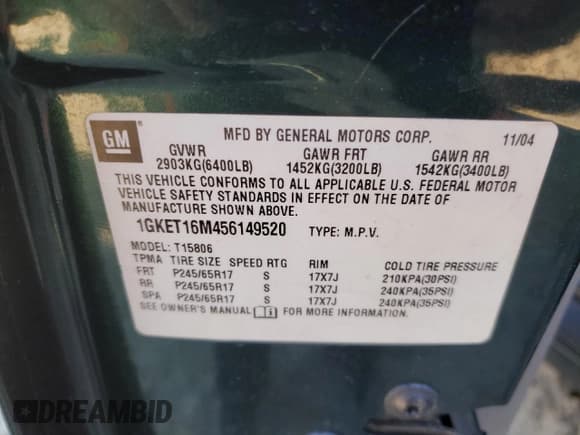 ✅ 2005 GMC Envoy SLT • VIN: 1GKET16M456149520 • Лот: 82284224. Опубликован ранее на Copart с пробегом 169 189 миль. Бесплатный доступ к архиву аукционных продаж из США и подробный отчёт об истории автомобиля на DreamBid. Изображение 16.