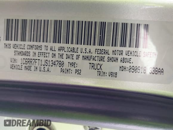 ✅ 2018 Ram 1500 Express • VIN: 1C6RR7FT1JS134780 • Lot: 43681599. Wystawiony na IAAI z przebiegiem 47 404 mil. Bezpłatny archiwum sprzedaży aukcyjnych z USA i szczegółowy raport historii pojazdu na DreamBid. Zdjęcie 9.