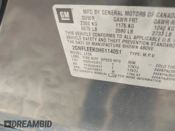 ✅ 2017 Chevrolet Equinox LS • VIN: 2GNFLEEK0H6114051 • Lot: 43247265. Listed on IAAI with 147,777 mi. Free auction sales archive from the USA and detailed vehicle history report at DreamBid. Image 9.