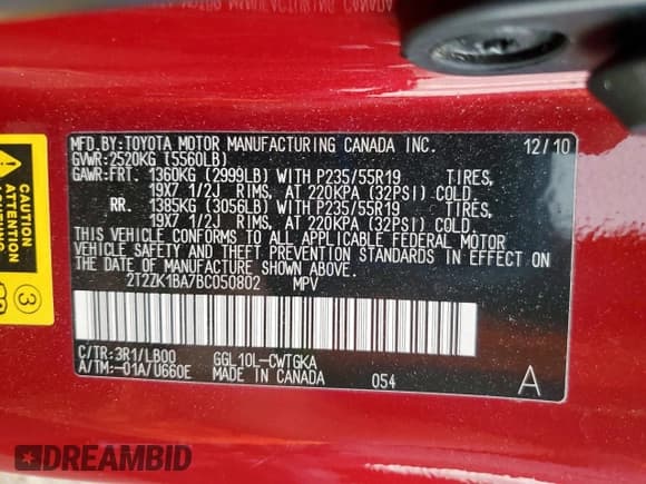 ✅ 2011 Lexus RX 350 • VIN: 2T2ZK1BA7BC050802 • Lot: 60291335. Wystawiony na Copart z przebiegiem 102 412 mil. Bezpłatny archiwum sprzedaży aukcyjnych z USA i szczegółowy raport historii pojazdu na DreamBid. Zdjęcie 12.