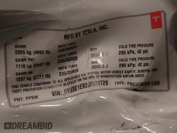✅ 2018 Tesla Model 3 Long Range Battery • VIN: 5YJ3E1EB2JF081729 • Lot: 43617411. Wystawiony na IAAI z przebiegiem 58 944 mil. Bezpłatny archiwum sprzedaży aukcyjnych z USA i szczegółowy raport historii pojazdu na DreamBid. Zdjęcie 9.