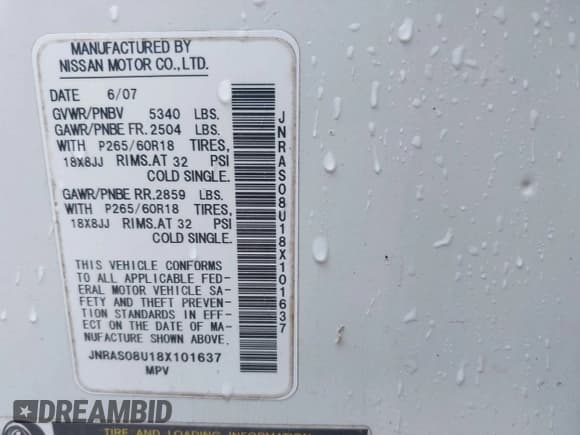 ✅ 2008 Infiniti FX • VIN: JNRAS08U18X101637 • Lot: 43257382. Wystawiony na IAAI z przebiegiem 166 886 mil. Bezpłatny archiwum sprzedaży aukcyjnych z USA i szczegółowy raport historii pojazdu na DreamBid. Zdjęcie 9.