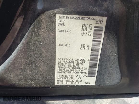 ✅ 2018 Nissan Altima S • VIN: 1N4AL3AP5JC123825 • Lot: 42716683. Wystawiony na IAAI z przebiegiem 170 082 mil. Bezpłatny archiwum sprzedaży aukcyjnych z USA i szczegółowy raport historii pojazdu na DreamBid. Zdjęcie 9.