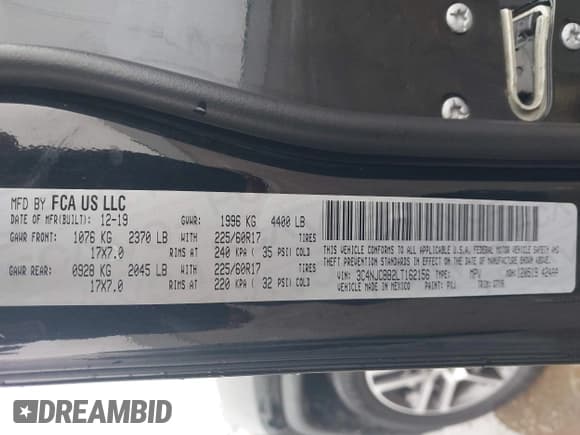 ✅ 2020 Jeep Compass Latitude • VIN: 3C4NJCBB2LT162156 • Lot: 41954922. Listed on IAAI with 41,426 mi. Free auction sales archive from the USA and detailed vehicle history report at DreamBid. Image 9.