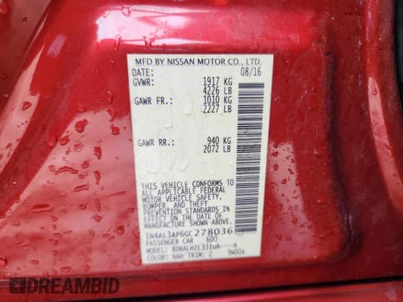 2016 Nissan Altima S z VIN 1N4AL3AP6GC278036, wystawiony jako Copart lot #83811155 z przebiegiem 151 143 mil mil oraz Szkoda całkowita • Salvage title. Historia ofert i sprzedaży dostępna na DreamBid. Obrazek 13.