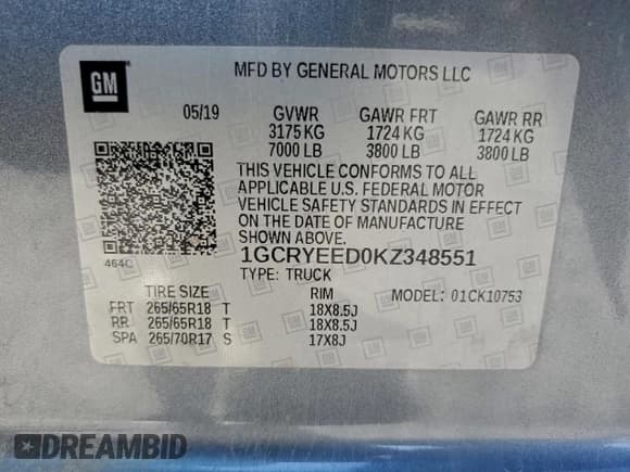 ✅ 2019 Chevrolet Silverado 1500 RST • VIN: 1GCRYEED0KZ348551 • Лот: 94099305. Опубликован ранее на Copart с пробегом 34 256 миль. Бесплатный доступ к архиву аукционных продаж из США и подробный отчёт об истории автомобиля на DreamBid. Изображение 13.