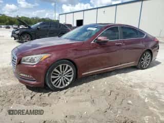 2015 Hyundai Genesis 5.0L z VIN KMHGN4JF0FU067804, wystawiony jako Copart lot #75434384 z przebiegiem 106 624 mil mil oraz Szkoda całkowita • Salvage title. Historia ofert i sprzedaży dostępna na DreamBid. Obrazek 1.