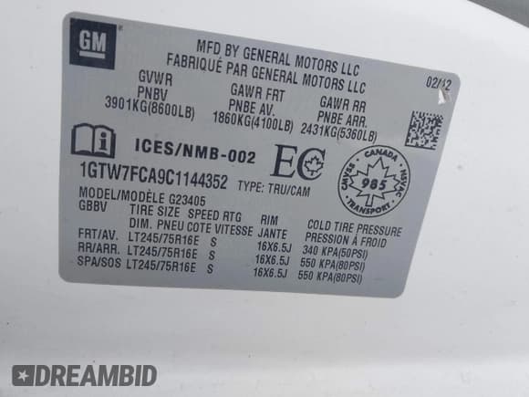 ✅ 2012 GMC Savana Cargo • VIN: 1GTW7FCA9C1144352 • Лот: 43839902. Опубликован ранее на IAAI с пробегом 257 144 миль. Бесплатный доступ к архиву аукционных продаж из США и подробный отчёт об истории автомобиля на DreamBid. Изображение 9.