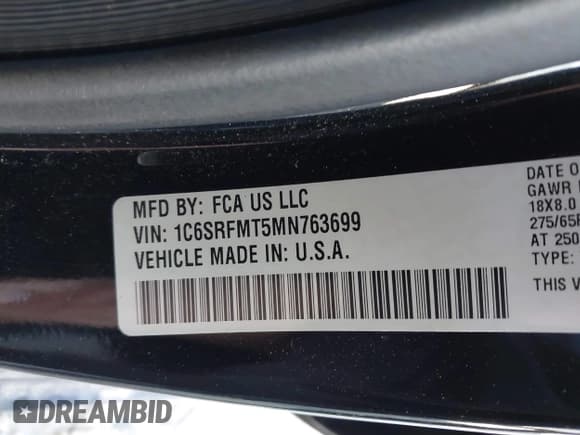 ✅ 2021 Ram 1500 Big Horn • VIN: 1C6SRFMT5MN763699 • Lot: 42286077. Wystawiony na IAAI z przebiegiem 169 554 mil. Bezpłatny archiwum sprzedaży aukcyjnych z USA i szczegółowy raport historii pojazdu na DreamBid. Zdjęcie 9.