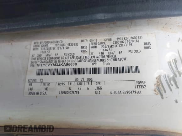 ✅ 2018 Ford Transit Cargo • VIN: 1FTYE2YM3JKA96638 • Лот: 41319002. Опубликован ранее на IAAI с пробегом Не указан. Бесплатный доступ к архиву аукционных продаж из США и подробный отчёт об истории автомобиля на DreamBid. Изображение 9.