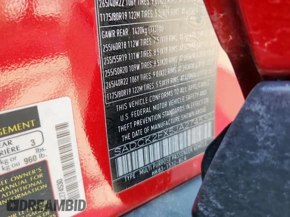 ✅ 2018 Jaguar F-Pace 25t Prestige • VIN: SADCK2FX5JA274530 • Lot: 80268685. Listed on Copart with 67,099 mi. Free auction sales archive from the USA and detailed vehicle history report at DreamBid. Image 13.