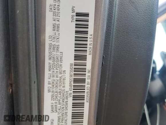 ✅ 2008 Subaru Outback Limited • VIN: 4S4BP62C987358288 • Lot: 60489815. Listed on Copart with 129,317 mi. Free auction sales archive from the USA and detailed vehicle history report at DreamBid. Image 13.