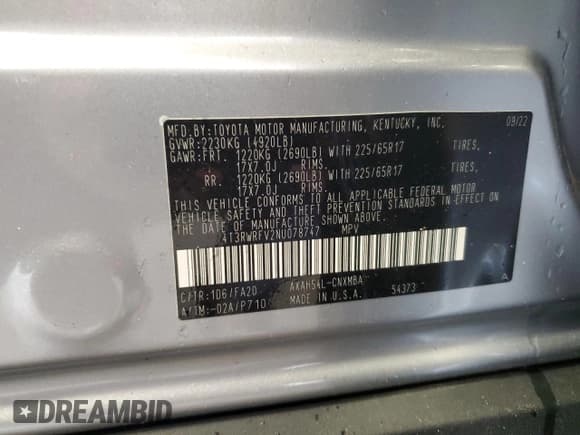 ✅ 2022 Toyota RAV4 Hybrid XLE • VIN: 4T3RWRFV2NU078747 • Lot: 91839235. Wystawiony na Copart z przebiegiem 63 932 mil. Bezpłatny archiwum sprzedaży aukcyjnych z USA i szczegółowy raport historii pojazdu na DreamBid. Zdjęcie 14.