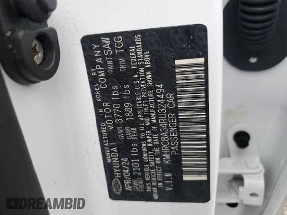 2024 Hyundai Venue SEL with VIN KMHRC8A34RU324494, listed as a Copart auction lot 71046674 with Not provided miles and Salvage title. Bid and sale history available at DreamBid. Image 16.