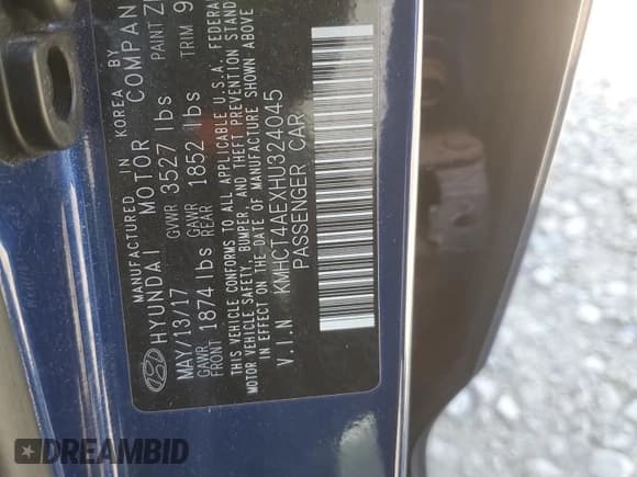 ✅ 2017 Hyundai Accent SE • VIN: KMHCT4AEXHU324045 • Lot: 70209574. Listed on Copart with 104,491 mi. Free auction sales archive from the USA and detailed vehicle history report at DreamBid. Image 12.