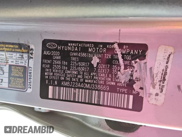 ✅ 2021 Hyundai Tucson SE • VIN: KM8J23A40MU338669 • Lot: 89545955. Listed on Copart with 74,329 mi. Free auction sales archive from the USA and detailed vehicle history report at DreamBid. Image 13.