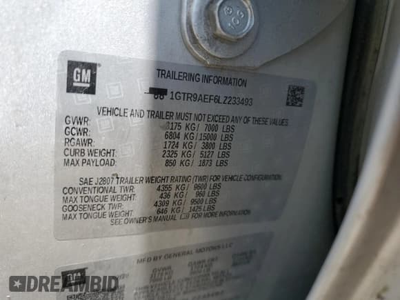 ✅ 2020 GMC Sierra 1500 • VIN: 1GTR9AEF6LZ233493 • Лот: 61763735. Опубликован ранее на Copart с пробегом 109 243 миль. Бесплатный доступ к архиву аукционных продаж из США и подробный отчёт об истории автомобиля на DreamBid. Изображение 12.