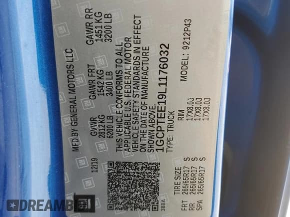 ✅ 2020 Chevrolet Colorado 4WD ZR2 • VIN: 1GCPTEE19L1176032 • Lot: 56003155. Listed on Copart with 44,548 mi. Free auction sales archive from the USA and detailed vehicle history report at DreamBid. Image 12.