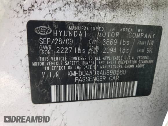 2010 Hyundai Elantra GLS z VIN KMHDU4ADXAU898580, wystawiony jako Copart lot #76984854 z przebiegiem 124 425 mil mil oraz Szkoda całkowita • Salvage title. Historia ofert i sprzedaży dostępna na DreamBid. Obrazek 12.