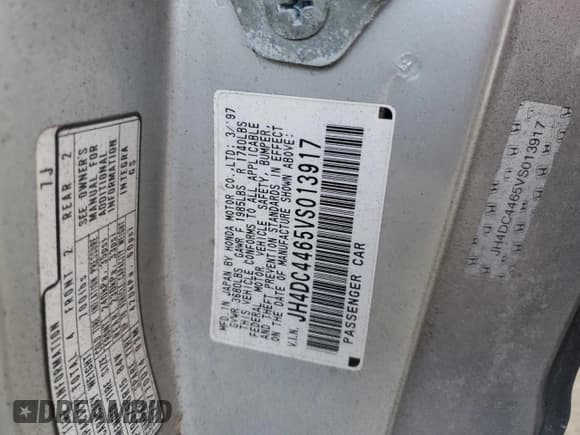 ✅ 1997 Acura Integra GS • VIN: JH4DC4465VS013917 • Лот: 87654165. Опубликован ранее на Copart с пробегом 218 585 миль. Бесплатный доступ к архиву аукционных продаж из США и подробный отчёт об истории автомобиля на DreamBid. Изображение 14.