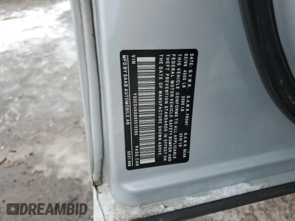 ✅ 2008 Saab 9-5 • VIN: YS3ED49G883512285 • Lot: 45300835. Listed on Copart with 121,977 mi. Free auction sales archive from the USA and detailed vehicle history report at DreamBid. Image 12.