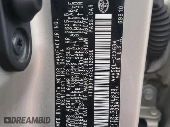 ✅ 2014 Toyota Camry XLE • VIN: 4T1BD1FK7EU126590 • Лот: 91586915. Опубликован ранее на Copart с пробегом 301 515 миль. Бесплатный доступ к архиву аукционных продаж из США и подробный отчёт об истории автомобиля на DreamBid. Изображение 12.