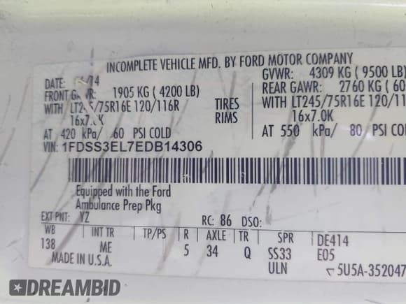 ✅ 2014 Ford Econoline Cargo Commercial • VIN: 1FDSS3EL7EDB14306 • Лот: 41853194. Опубликован ранее на IAAI с пробегом 380 322 миль. Бесплатный доступ к архиву аукционных продаж из США и подробный отчёт об истории автомобиля на DreamBid. Изображение 9.