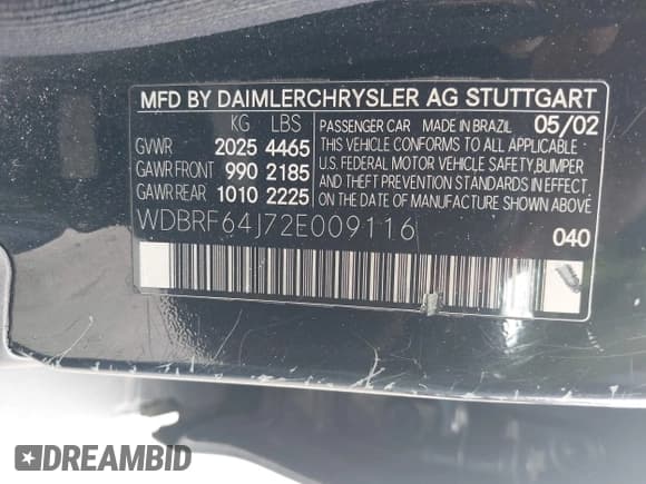 ✅ 2002 Mercedes-Benz C 230/260/280/320 • VIN: WDBRF64J72E009116 • Lot: 43029859. Wystawiony na IAAI z przebiegiem Nie podano. Bezpłatny archiwum sprzedaży aukcyjnych z USA i szczegółowy raport historii pojazdu na DreamBid. Zdjęcie 9.