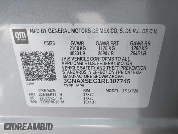 ✅ 2024 Chevrolet Equinox LS • VIN: 3GNAXSEG1RL107745 • Лот: 43333178. Опубликован ранее на IAAI с пробегом 30 385 миль. Бесплатный доступ к архиву аукционных продаж из США и подробный отчёт об истории автомобиля на DreamBid. Изображение 9.