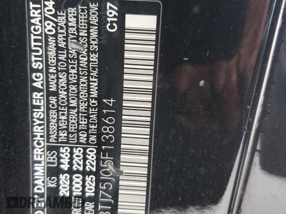 ✅ 2005 Mercedes-Benz CLK 500 • VIN: WDBTJ75J05F138614 • Lot: 44733355. Listed on Copart with 113,866 mi. Free auction sales archive from the USA and detailed vehicle history report at DreamBid. Image 12.