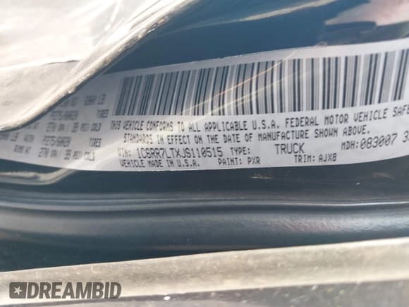 ✅ 2018 Ram 1500 Big Horn • VIN: 1C6RR7LTXJS110515 • Lot: 42573522. Wystawiony na IAAI z przebiegiem 129 270 mil. Bezpłatny archiwum sprzedaży aukcyjnych z USA i szczegółowy raport historii pojazdu na DreamBid. Zdjęcie 9.