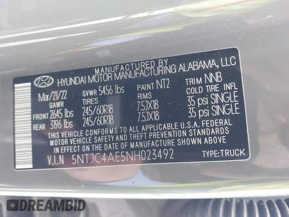 2022 Hyundai Santa Cruz SEL с VIN 5NTJC4AE5NH023492, выставлен на аукционе IAAI как лот 41343155 с пробегом 12 670 миль миль и . История ставок и продаж доступна на DreamBid. Изображение 9.