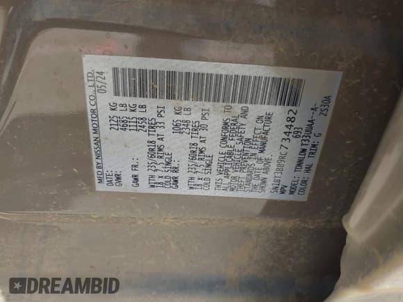 ✅ 2024 Nissan Rogue SV • VIN: 5N1BT3BB9RC734482 • Лот: 43010705. Опубликован ранее на IAAI с пробегом 9 771 миль. Бесплатный доступ к архиву аукционных продаж из США и подробный отчёт об истории автомобиля на DreamBid. Изображение 9.