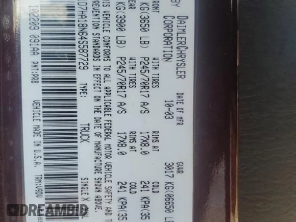 ✅ 2004 Dodge 1500 SLT • VIN: 1D7HA18N64S587729 • Лот: 72687704. Опубликован ранее на Copart с пробегом 205 222 миль. Бесплатный доступ к архиву аукционных продаж из США и подробный отчёт об истории автомобиля на DreamBid. Изображение 12.