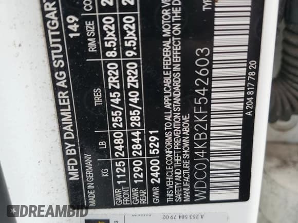 ✅ 2019 Mercedes-Benz GLC 300 • VIN: WDC0J4KB2KF542603 • Лот: 90025845. Опубликован ранее на Copart с пробегом 86 347 миль. Бесплатный доступ к архиву аукционных продаж из США и подробный отчёт об истории автомобиля на DreamBid. Изображение 12.