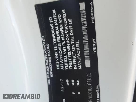 ✅ 2017 Aston Martin DB11 • VIN: SCFRMFAVXHGL01825 • Lot: 45219355. Wystawiony na Copart z przebiegiem Nie podano. Bezpłatny archiwum sprzedaży aukcyjnych z USA i szczegółowy raport historii pojazdu na DreamBid. Zdjęcie 12.