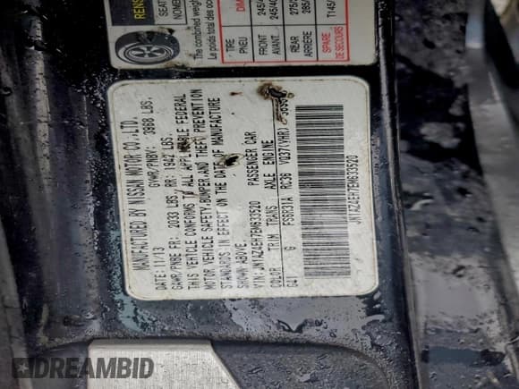 ✅ 2014 Nissan 370Z Touring • VIN: JN1AZ4EH7EM633520 • Lot: 95505045. Listed on Copart with Not provided. Free auction sales archive from the USA and detailed vehicle history report at DreamBid. Image 12.